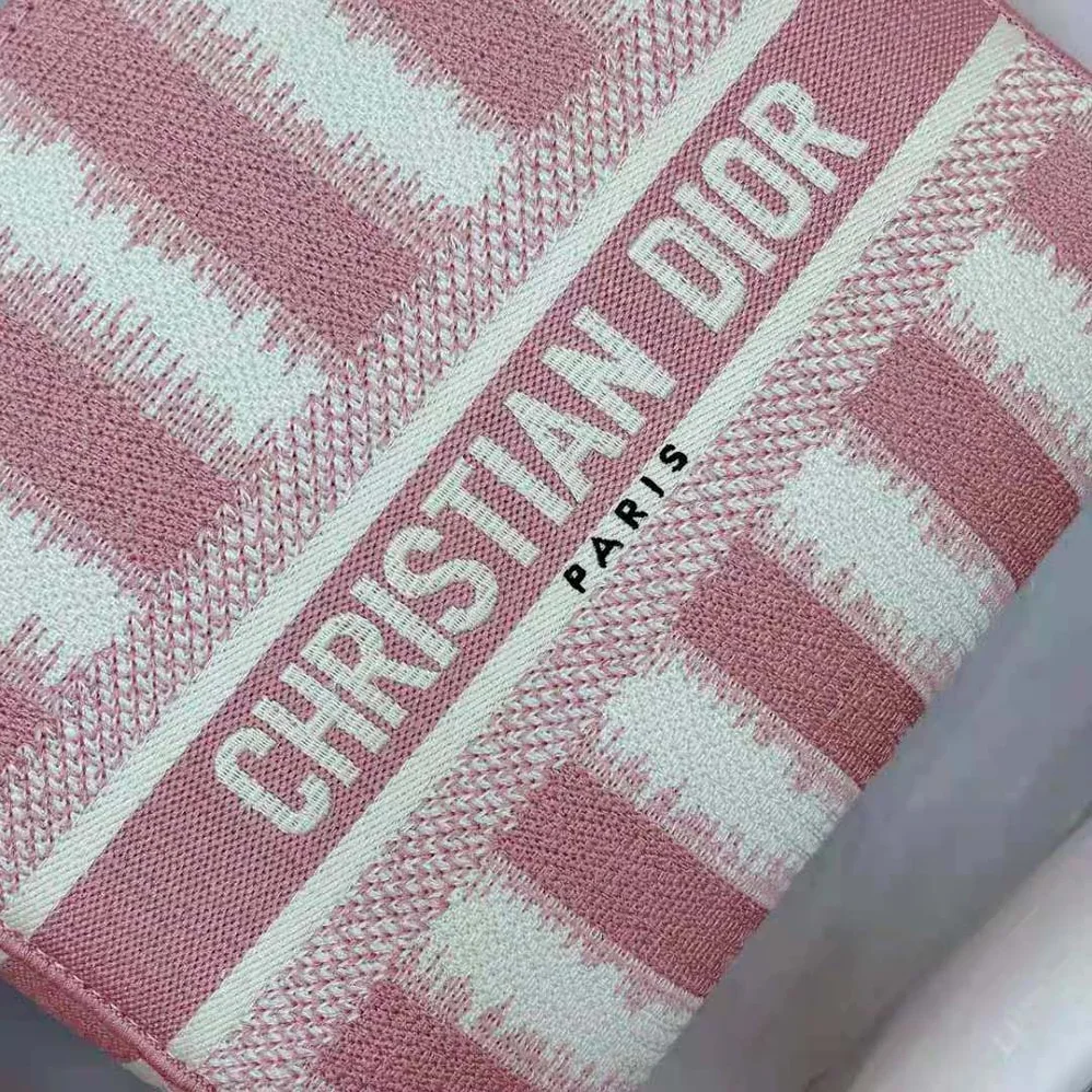 Dior Medium Lady D-lite Bag Pink D for Women in Stripes Embroidery