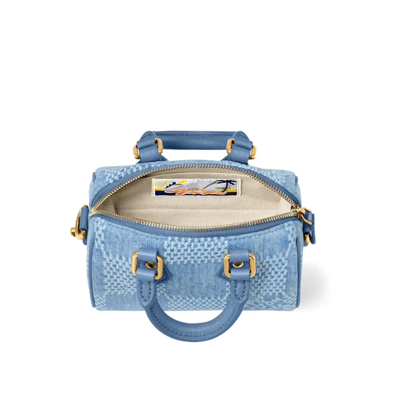 Louis Vuitton Speedy 18 Bandouliere Top Handle Bag in Denim Blue Gold Hardware Louis Vuitton Speedy 18 Bandouliere Top Handle Bag in Denim Blue Gold Hardware