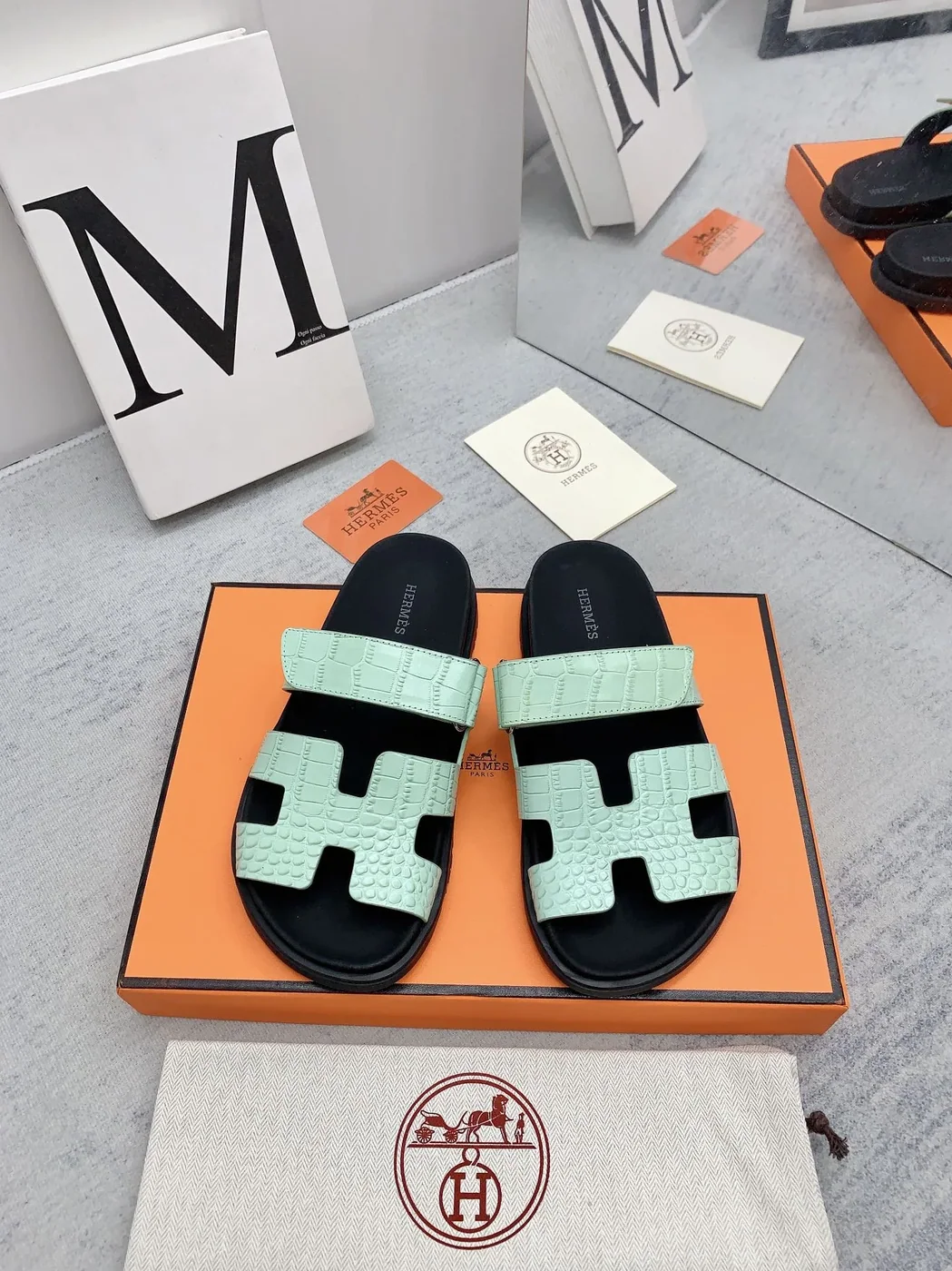 Hermes Chypre Sandal Jade Green Hermes Chypre Sandal Jade Green