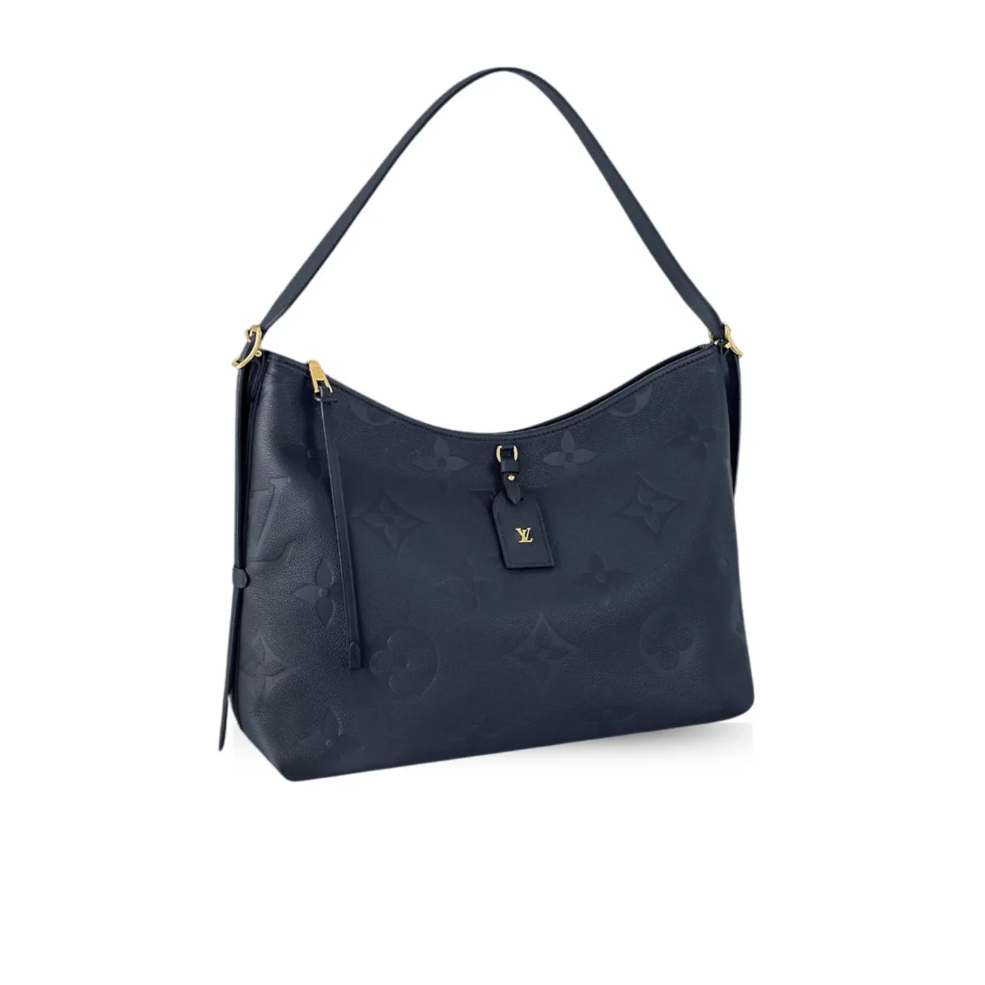Louis Vuitton CarryAll MM Shoulder Bag / Monogram Empreinte Navy Blue Gold Hardware