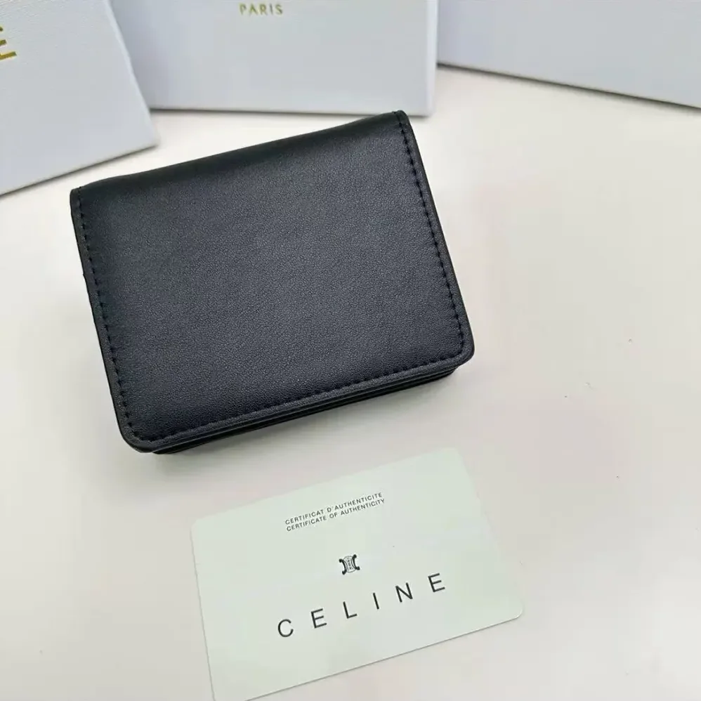 Celine Triomphe Compact Wallet In Shiny Calfskin for Women Celine Triomphe Compact Wallet In Shiny Calfskin for Women
