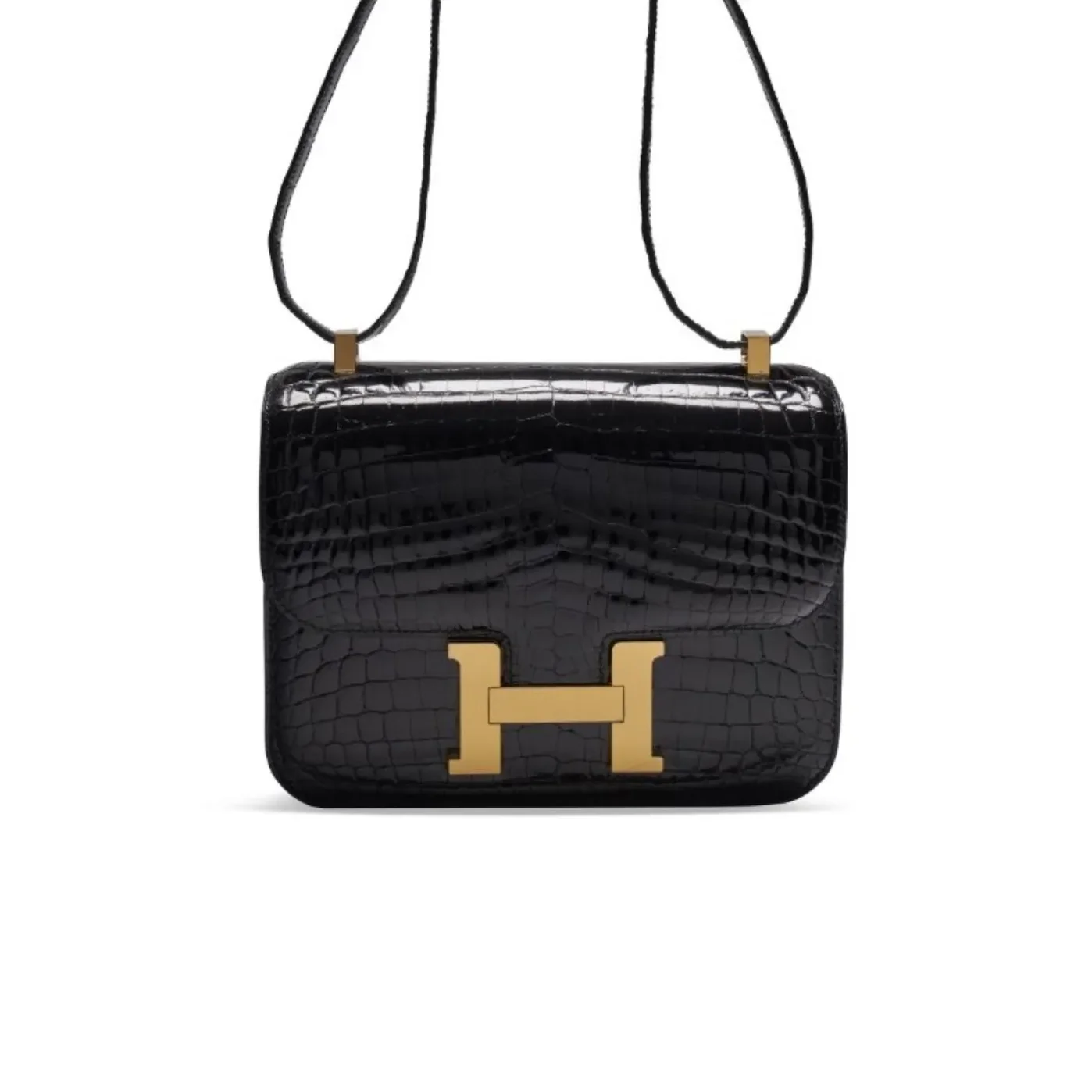 Hermes Constance 23 Pattern Crocodile Black