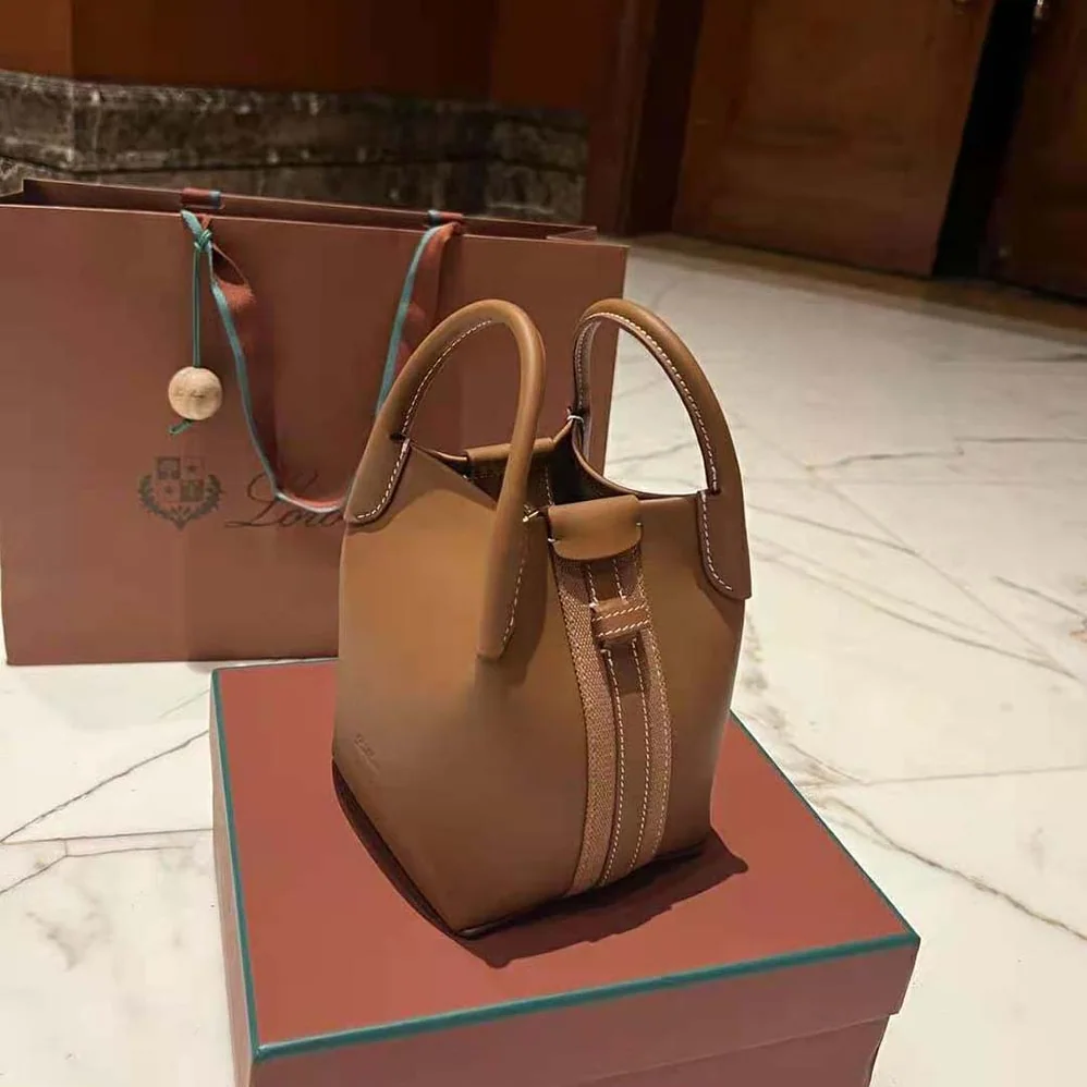 Loro Piana Micro Bale Bag in Calfskin Leather for Women in Brown Loro Piana Micro Bale Bag in Calfskin Leather for Women in Brown