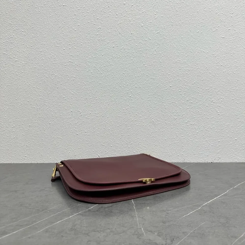 Celine Soft Triomphe Besace in Supple Shiny Lambskin for Women in Maroon Celine Soft Triomphe Besace in Supple Shiny Lambskin for Women in Maroon