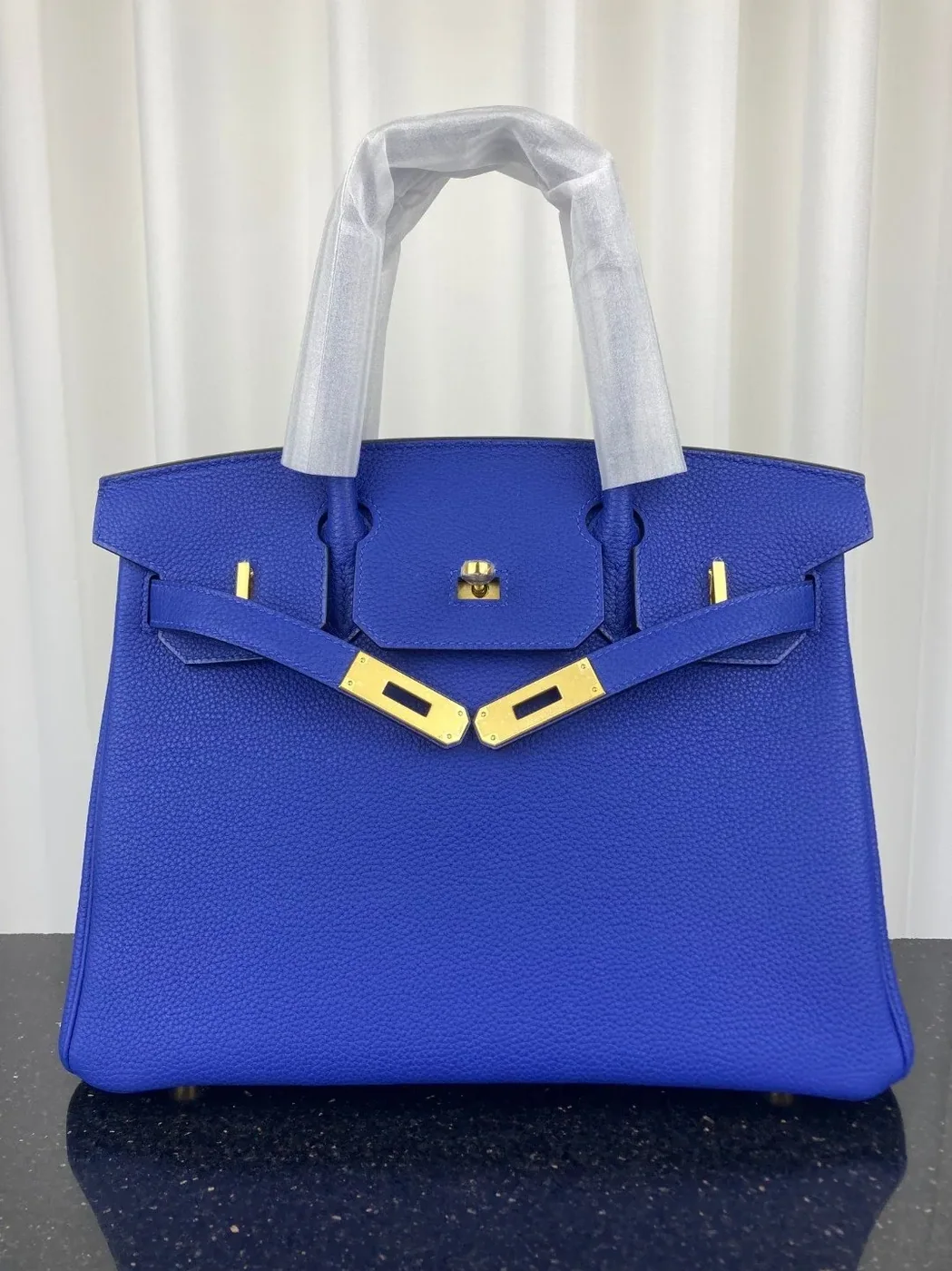 Hermes Birkin 30 Top Handle Bag in Blue Gold Hardware Hermes Birkin 30 Top Handle Bag in Blue Gold Hardware