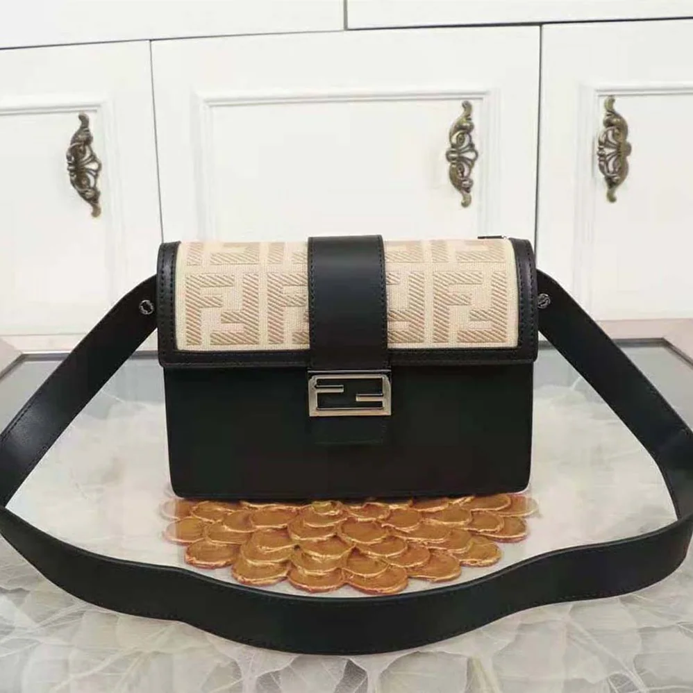Fendi Flat Baguette Leather Bag for Men in Black