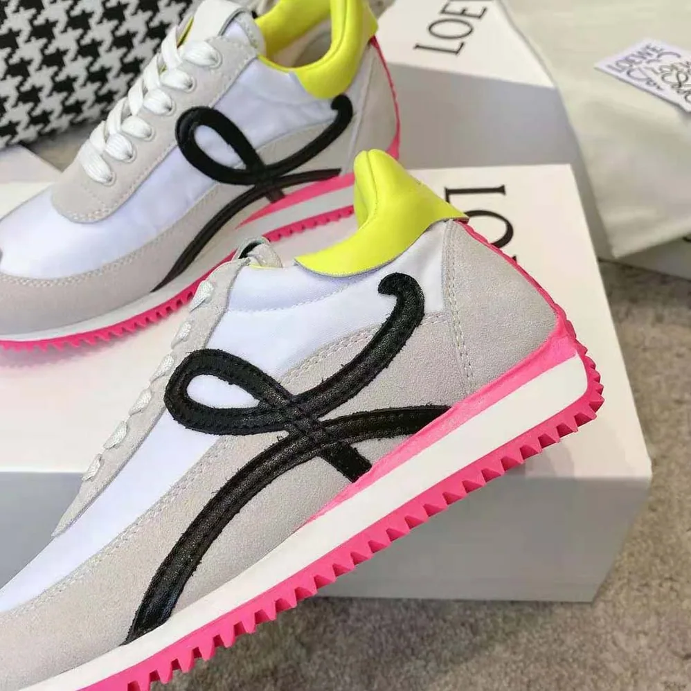 Loewe Flow Runner in Nylon and Suede for Women in Pink Loewe Flow Runner in Nylon and Suede for Women in Pink