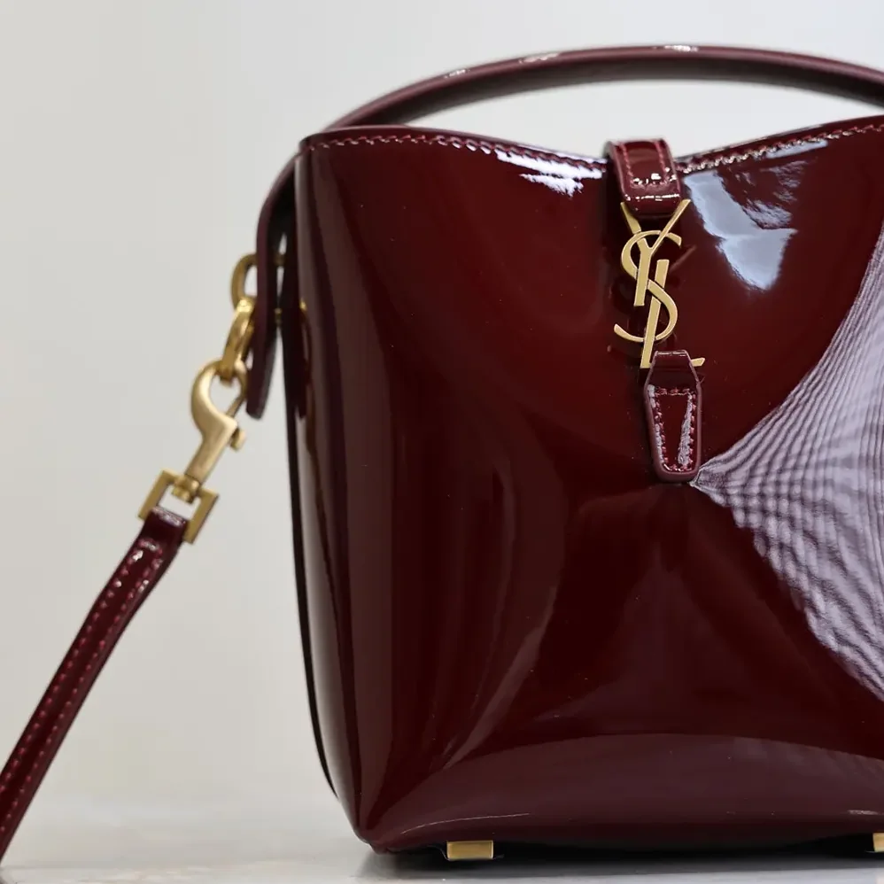 Saint Laurent YSL Le 37 Mini In Patent Leather for Women in Maroon