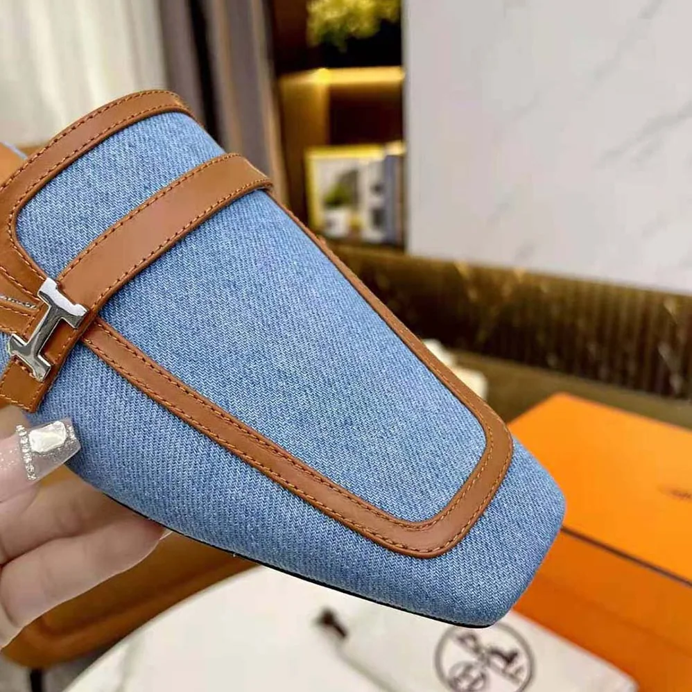 Hermes in H Canvas and Calfskin for Women in Blue Hermes in H Canvas and Calfskin for Women in Blue