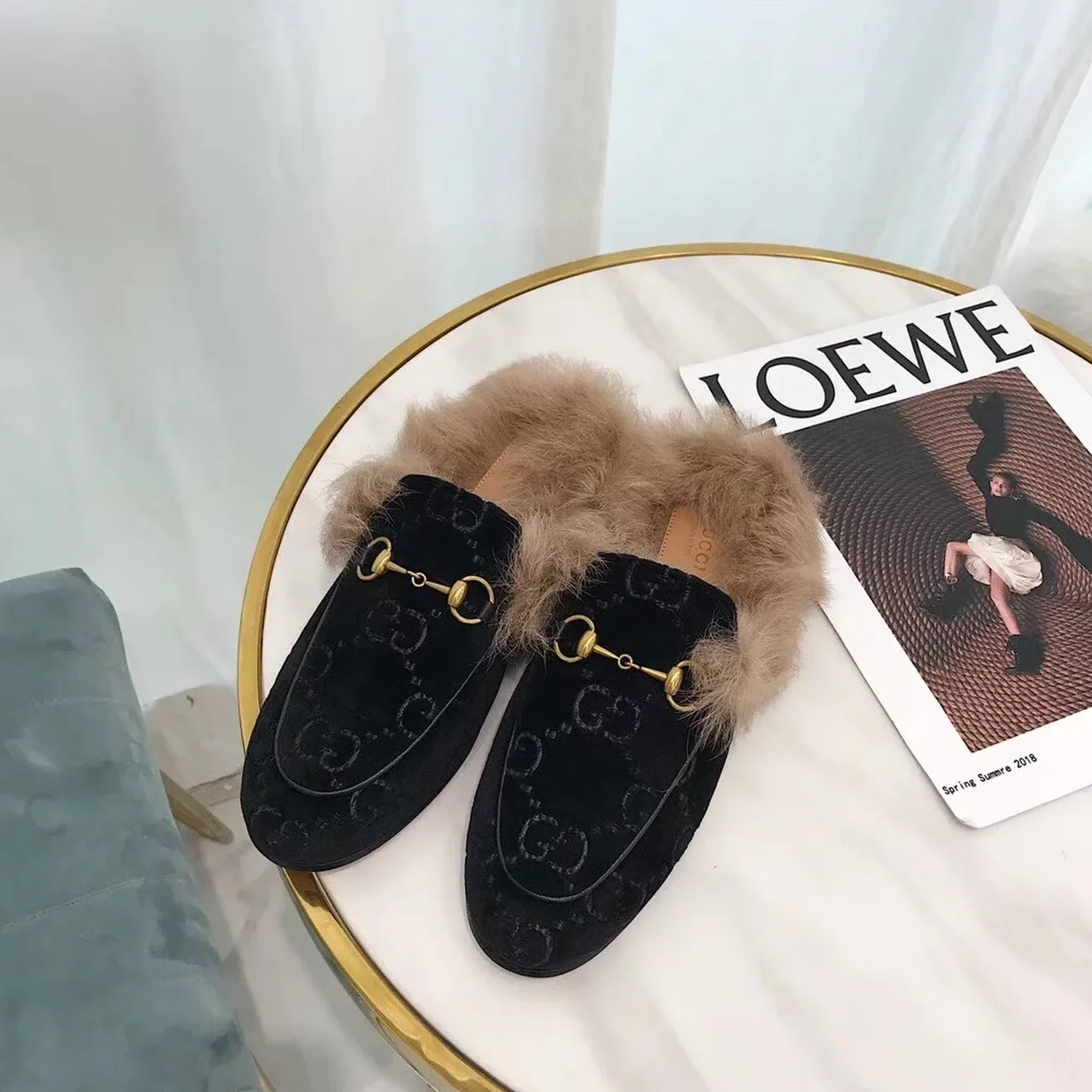 Gucci Princetown Slipper Mules By Velvet Black for Women Gucci Princetown Slipper Mules By Velvet Black for Women
