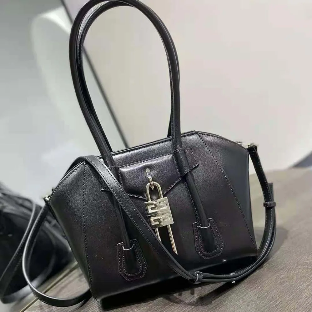 Givenchy Mini Antigona Lock Bag in Box Leather for Women in Black Givenchy Mini Antigona Lock Bag in Box Leather for Women in Black