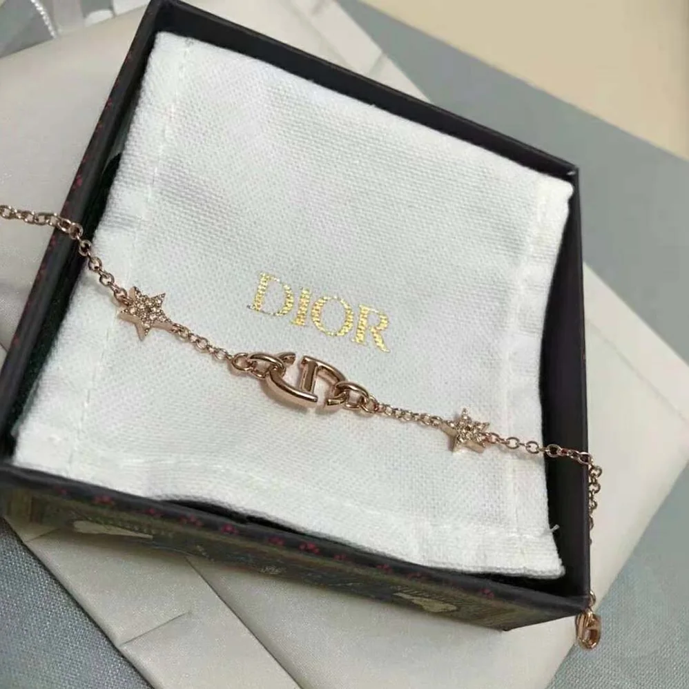 Dior CD Navy Bracelet Rose Gold-Finish Metal and White Crystals for Women