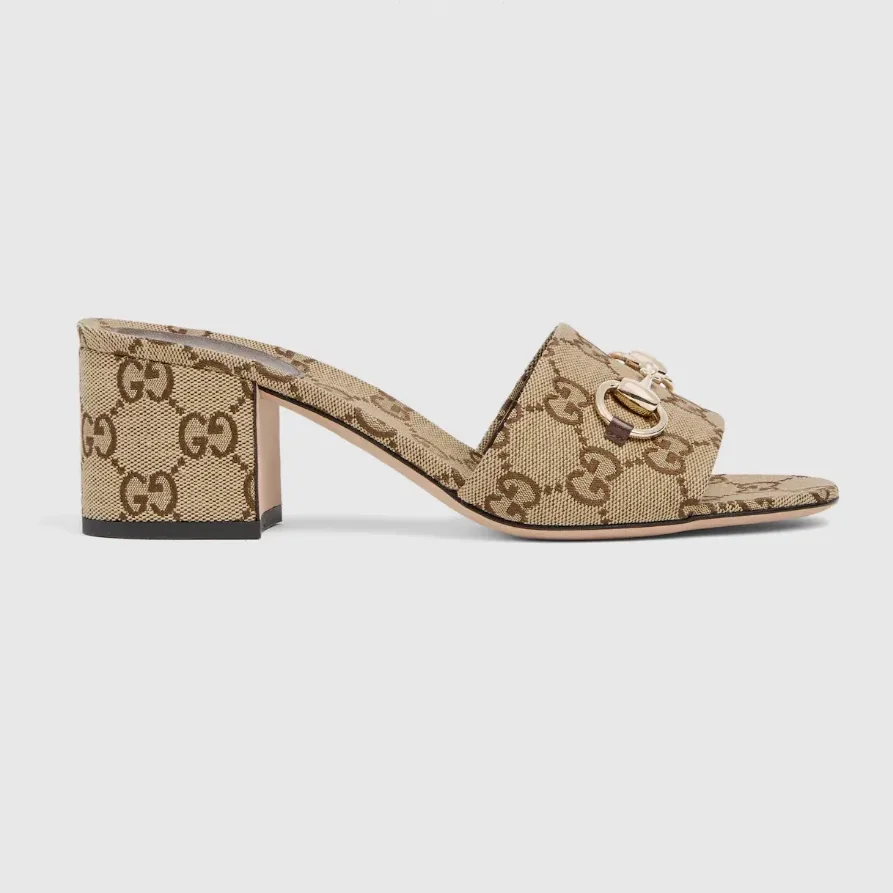Gucci Horsebit Slide Sandals Camel in Dark Brown