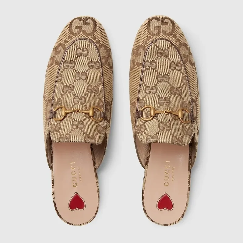 Gucci Jumbo GG Princetown Slipper By Canavas Brown for Women Gucci Jumbo GG Princetown Slipper By Canavas Brown for Women