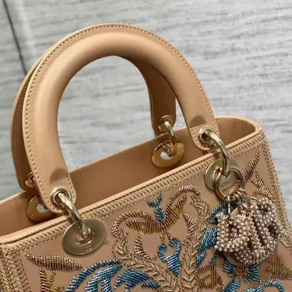 Dior Small Lady Bag Calfskin Embroidered with Multicolor Small Flowers for Women Dior Small Lady Bag Calfskin Embroidered with Multicolor Small Flowers for Women