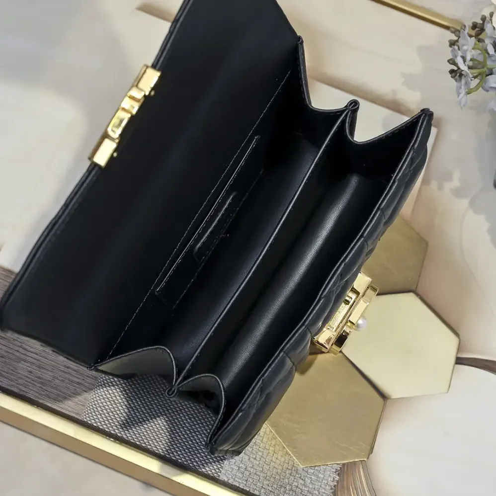 Dior Mini Dior Ange Bag Black Macrocannage Calfskin for Women