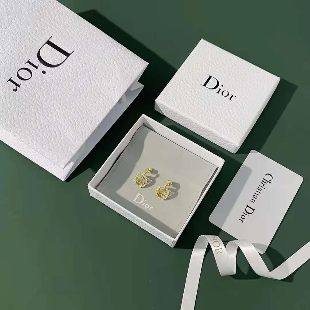 Dior Clair D Lune Earrings Gold-Finish Metal and Silver for Women in Tone Crystals