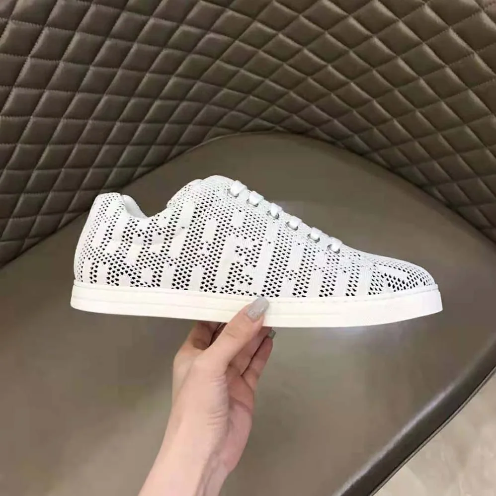 Fendi Lace-up Sneakers White Mesh Low for Men in Tops