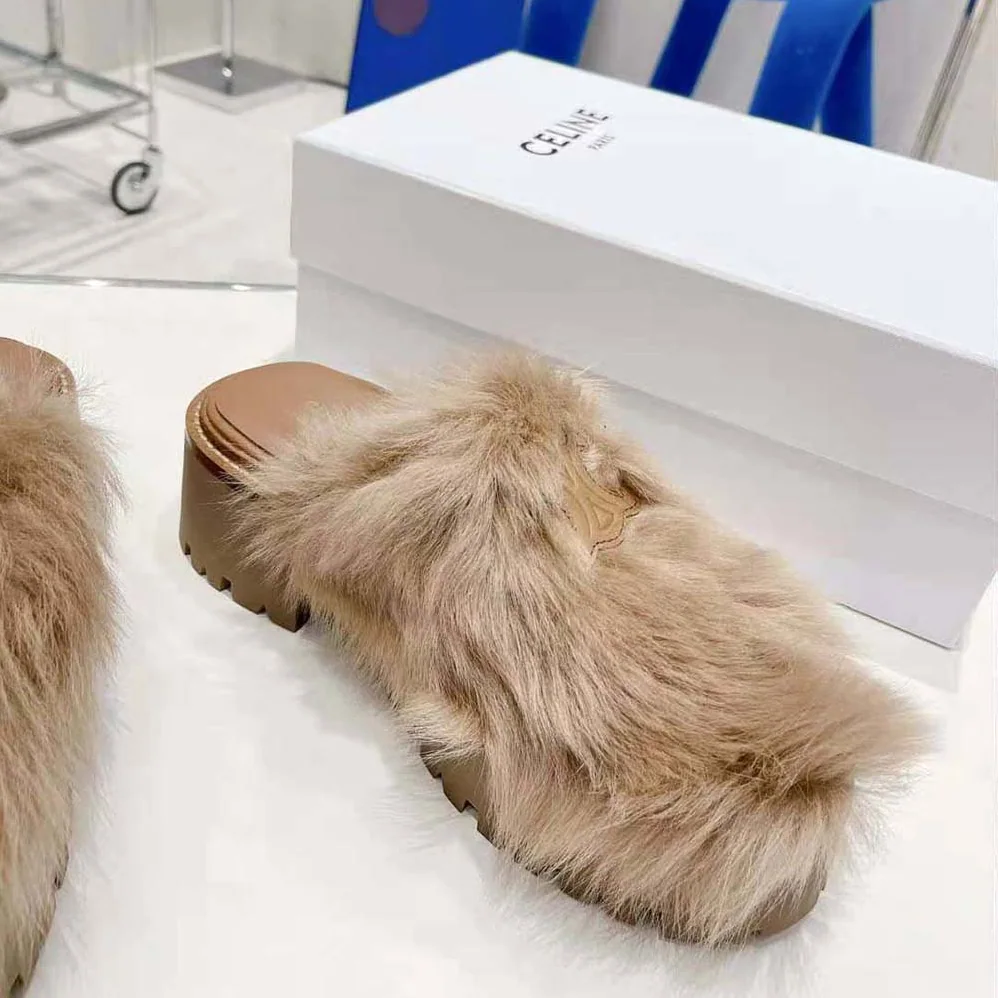 Celine Bulky Closed Mule in Lambfur for Women