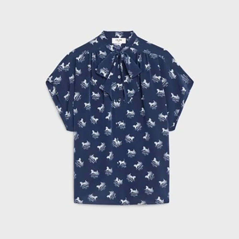 Celine Lavalliere Blouse in Crepe DE Chine for Women Celine Lavalliere Blouse in Crepe DE Chine for Women