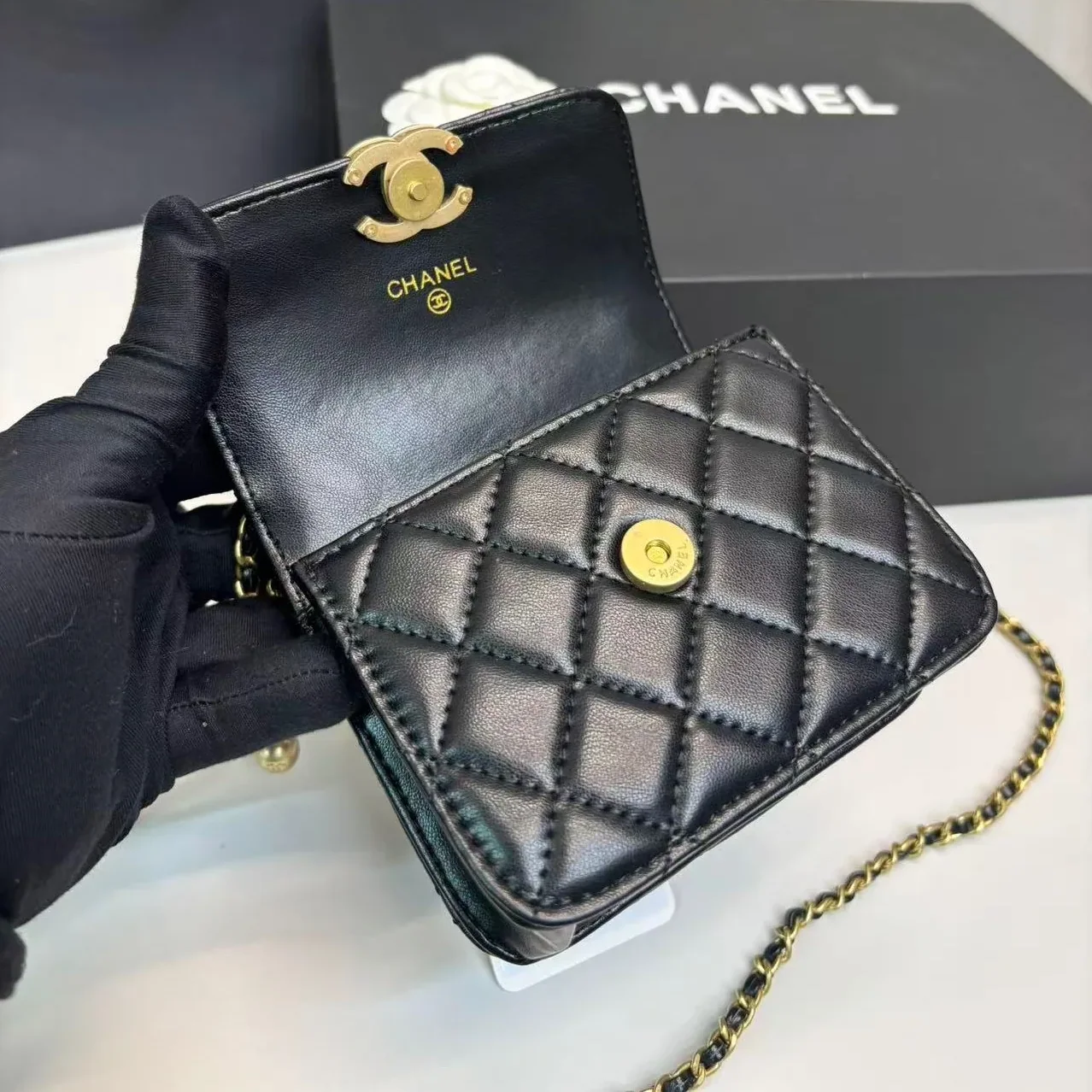 Chanel CO-CO Clutch With Chain in Gold Toned Hardware Black Chanel CO-CO Clutch With Chain in Gold Toned Hardware Black