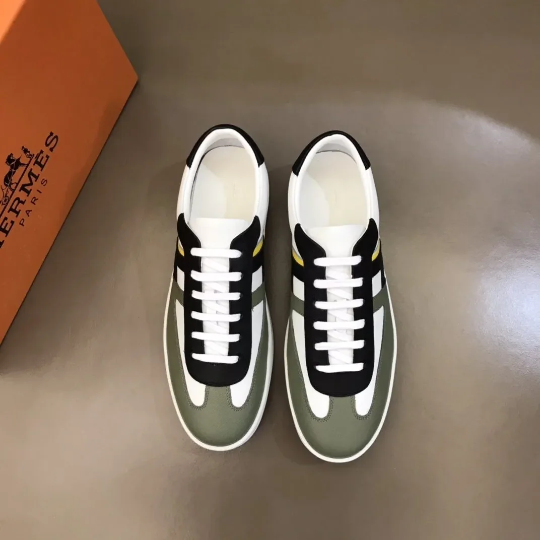 Hermes Boomerang Sneaker White in Green/Black