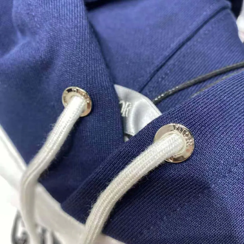 Dior Dior and Kenny Scharf Hooded Sweatshirt Deep Blue and White Cotton Fleece for Men