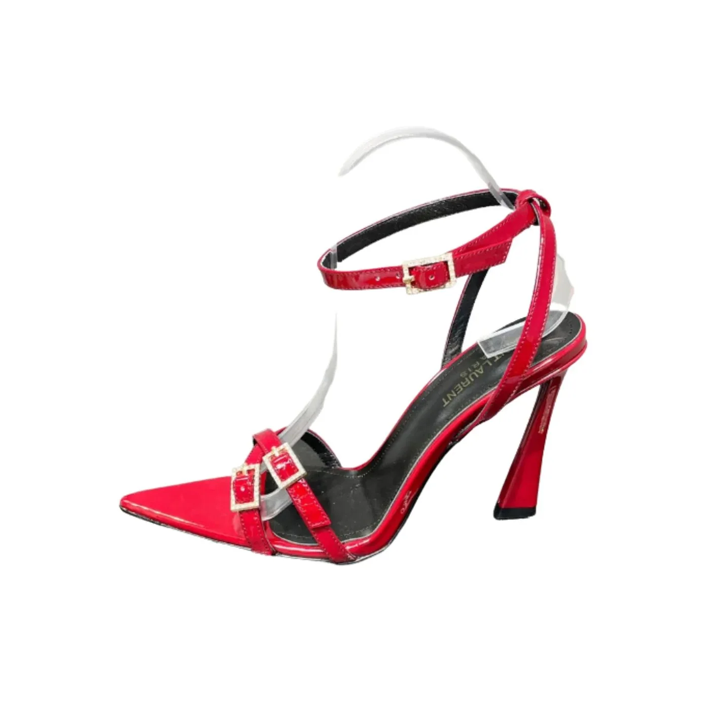 Saint Laurent Lila Sandals In Patent Red