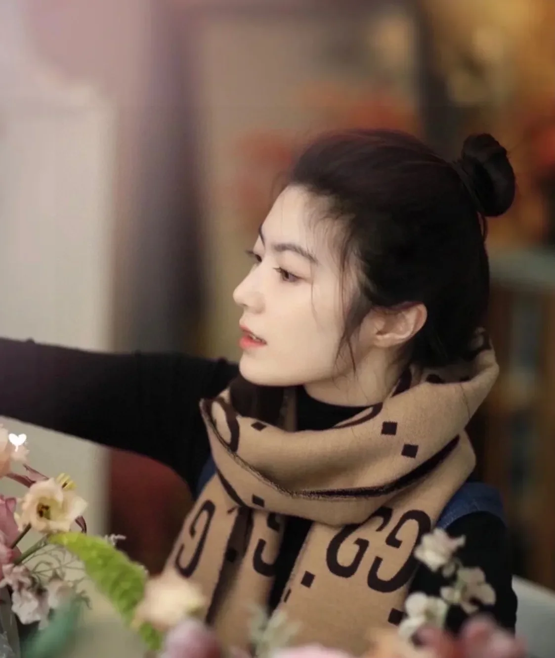 Gucci Wool Silk Scarf Beige