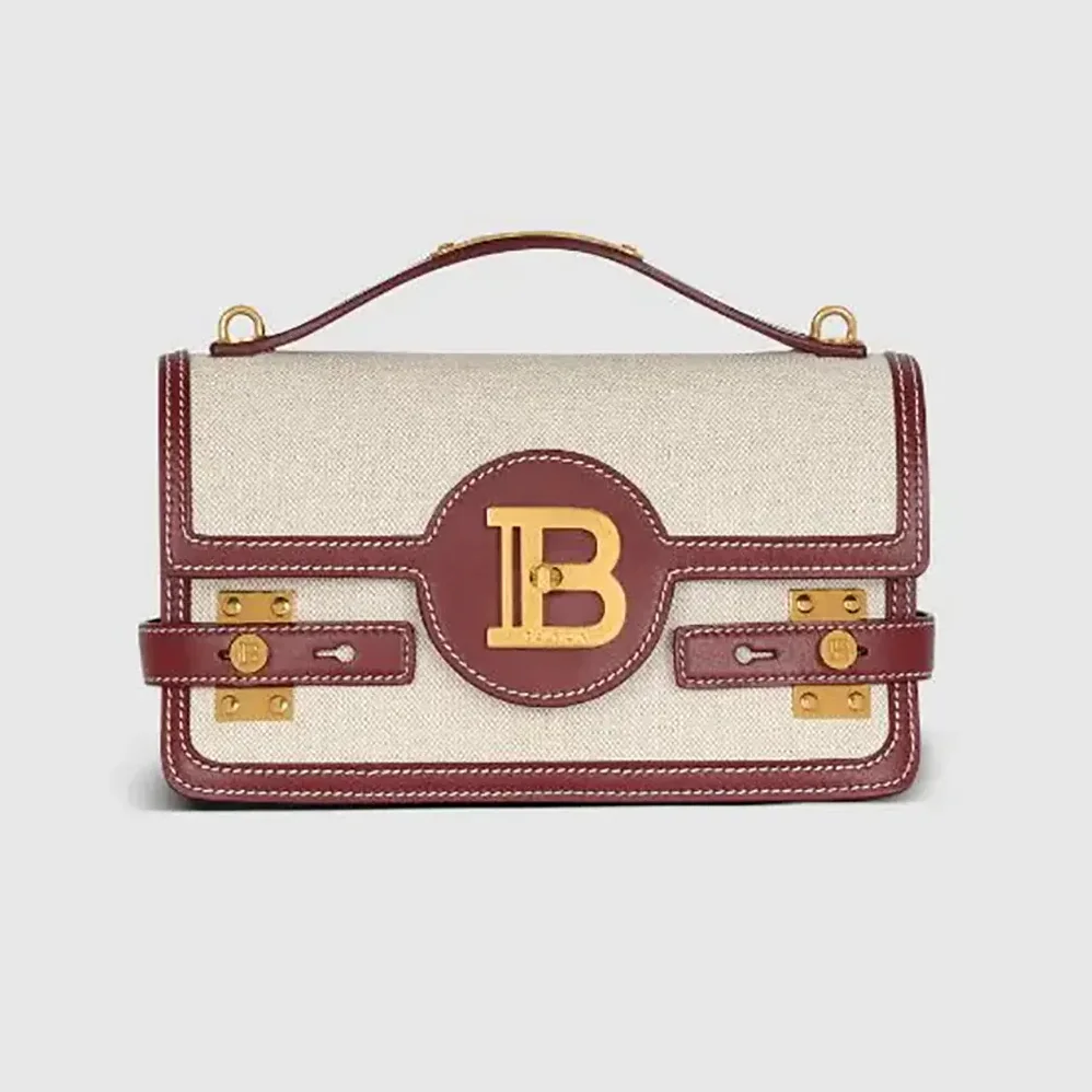 Balmain B Buzz 24 Canvas and Leather Bag for Women Balmain B Buzz 24 Canvas and Leather Bag for Women