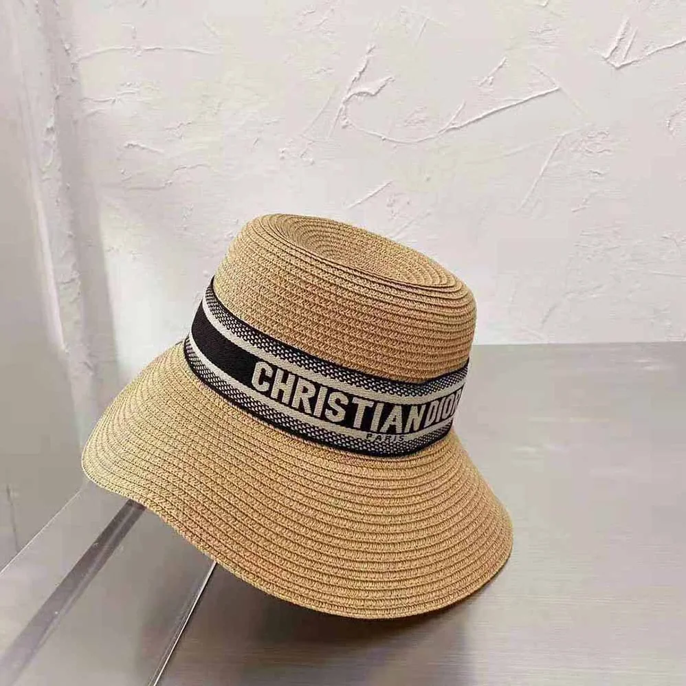 Dior Dioresort Small Brim Hat Natural Straw and Dark Blue Embroidered Band for Women Dior Dioresort Small Brim Hat Natural Straw and Dark Blue Embroidered Band for Women