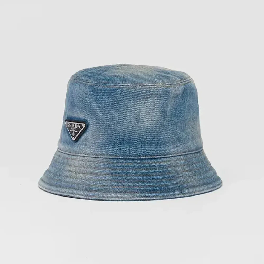 Prada Denim Bucket Hat for Unisex in Blue Prada Denim Bucket Hat for Unisex in Blue