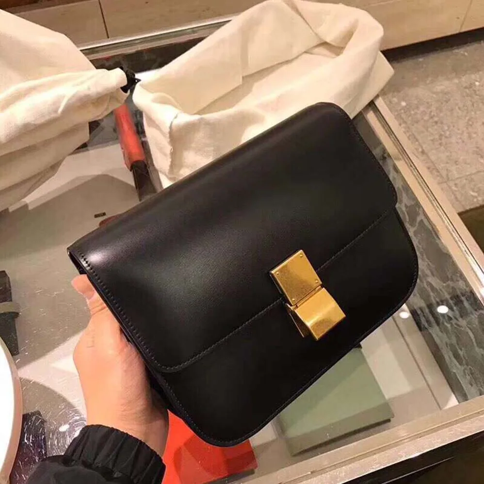 Celine Small Classic Bag in Box Calfskin Leather for Women in Black