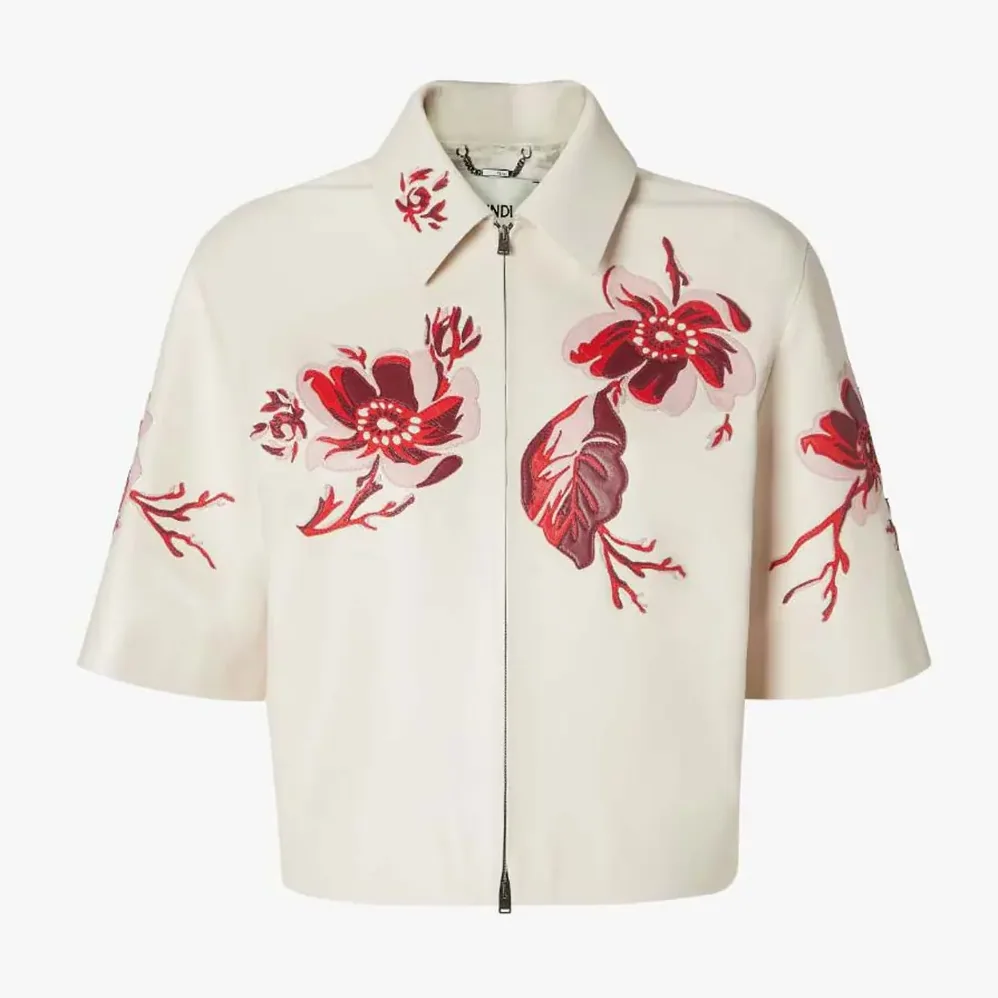 Fendi White Inlaid Leather Jacket for Women Fendi White Inlaid Leather Jacket for Women