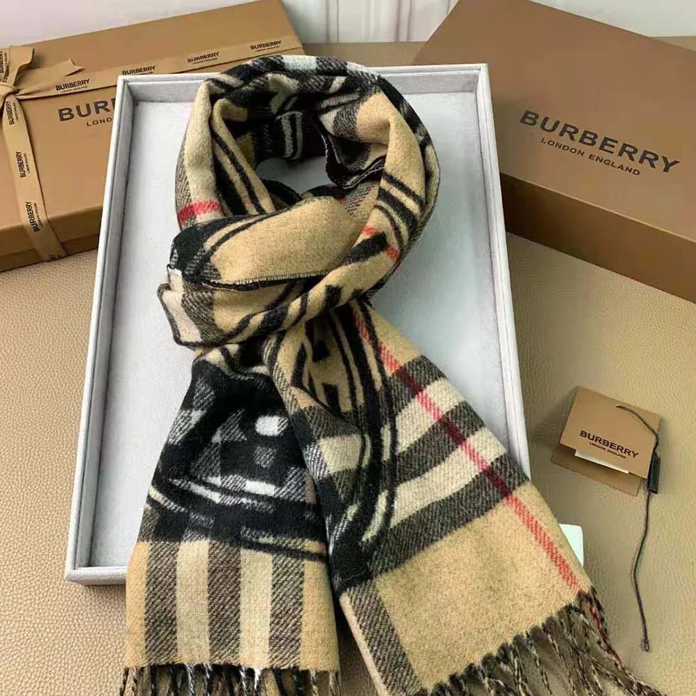 Burberry Montage Print Cashmere Scarf for Women in Black