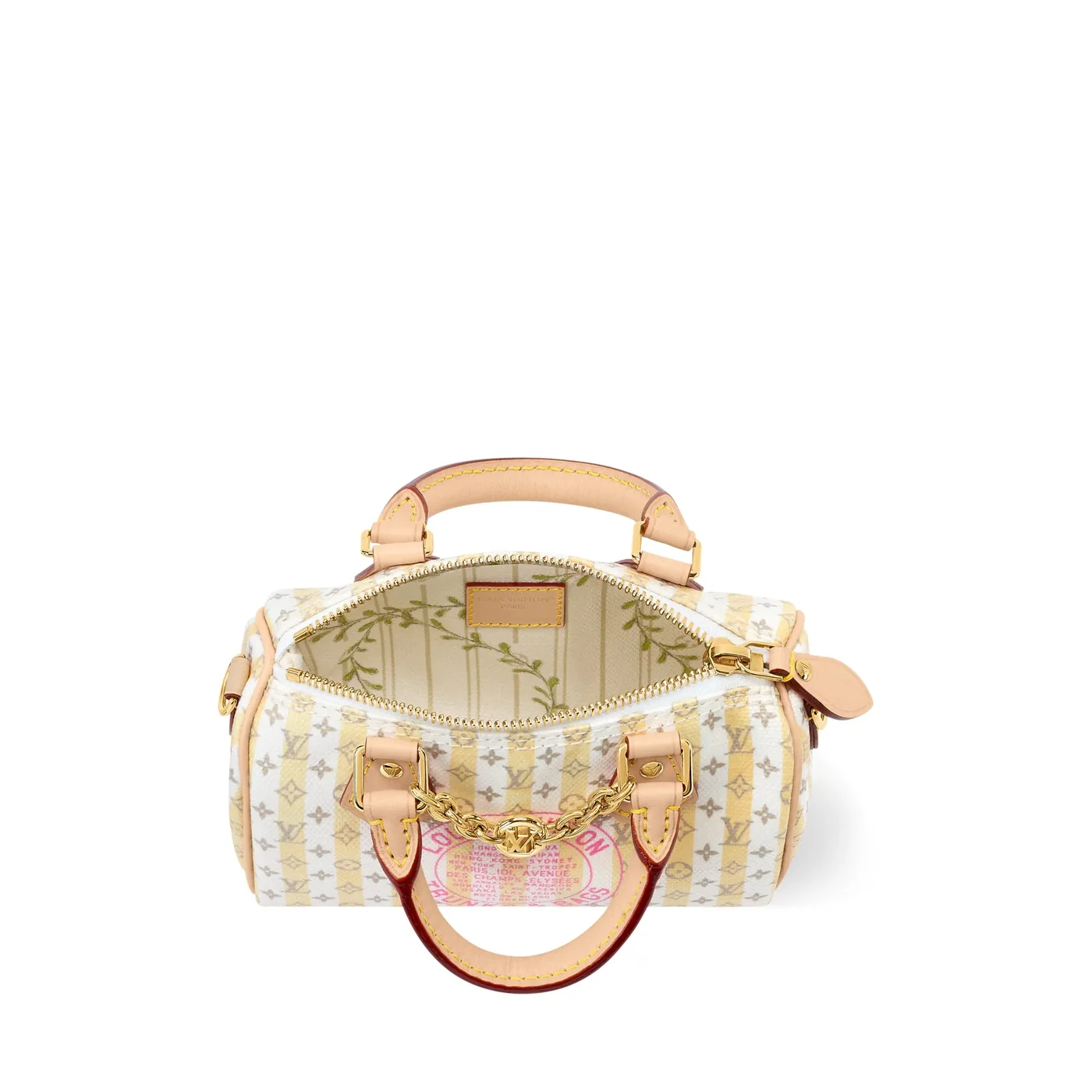 Louis Vuitton Nano Speedy Top Handle Bag in Stamp Banana Gold Hardware