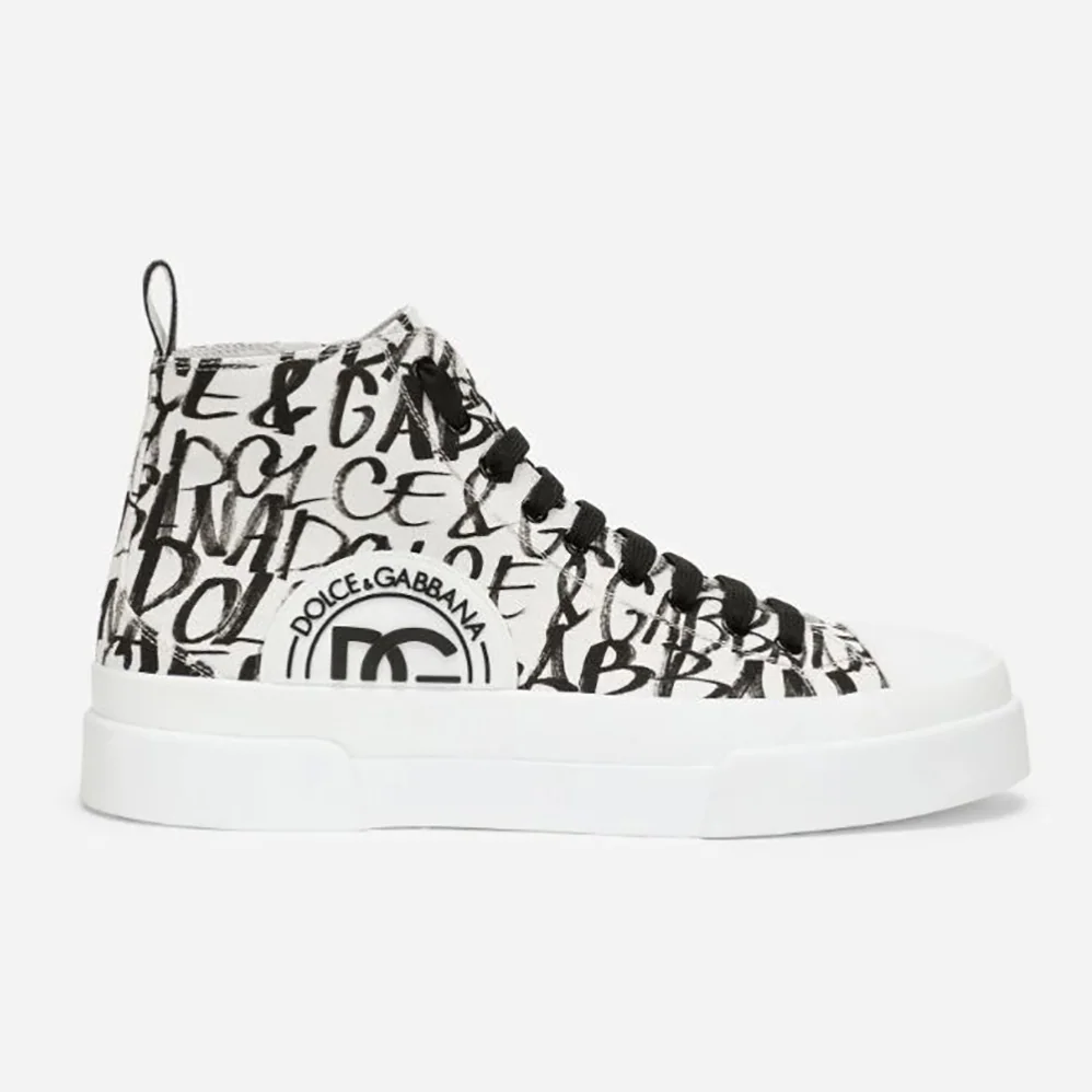 Dolce Gabbana D&G Canvas Portofino Light Mid-Top Sneakers with DG Logo Print for Unisex Dolce Gabbana D&G Canvas Portofino Light Mid-Top Sneakers with DG Logo Print for Unisex