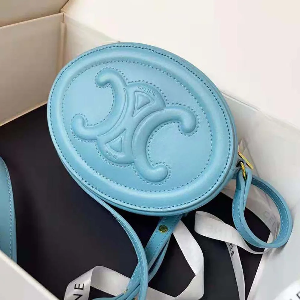 Celine Crossbody Oval Purse Cuir Triomphe in Smooth Calfskin for Women in Blue