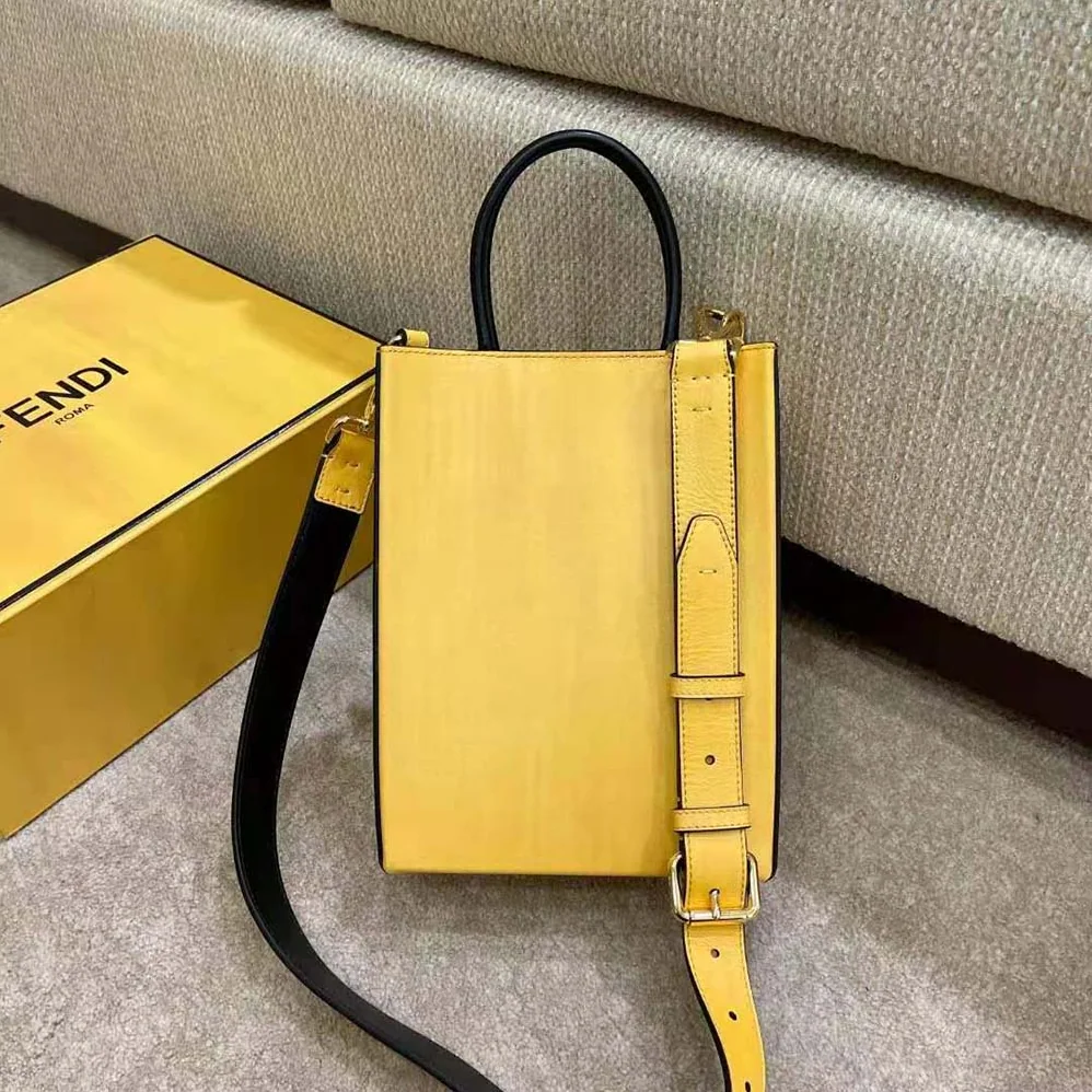 Fendi Fendi Pack Small Shopping Bag Yellow Leather Bag for Men