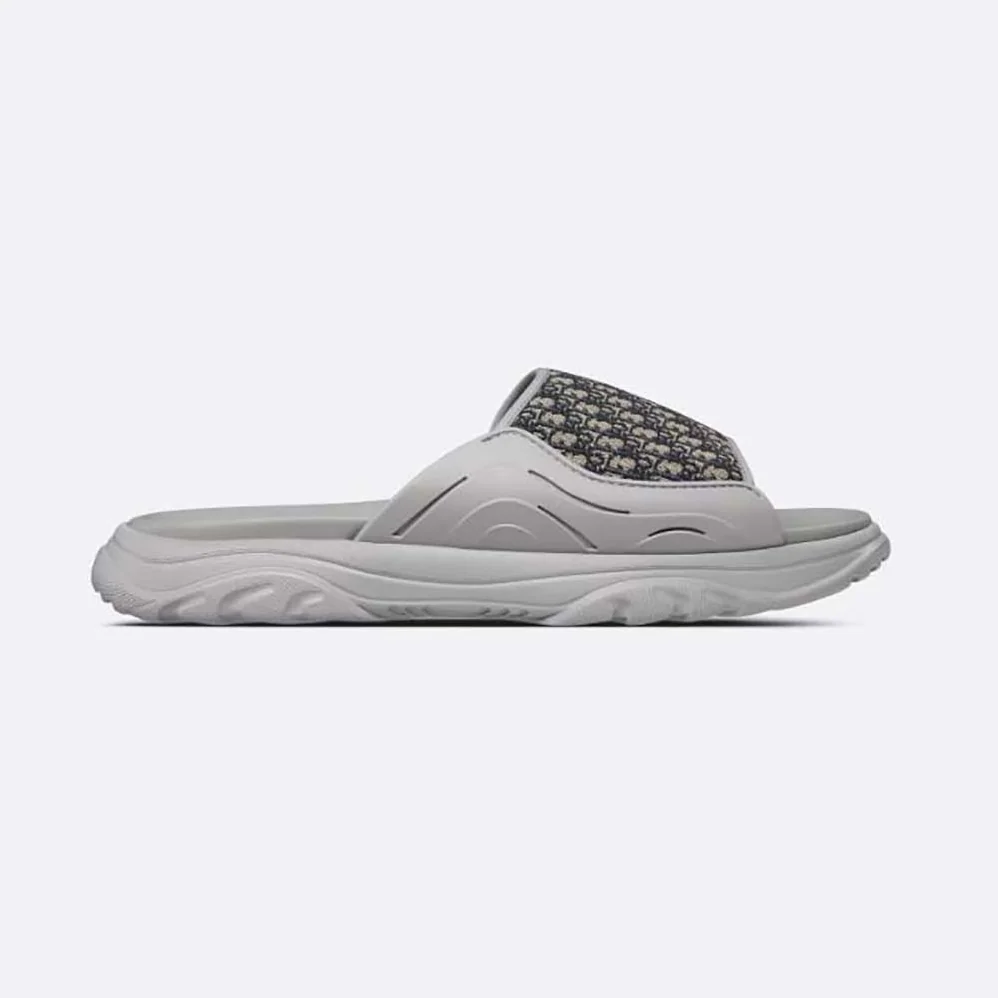 Dior H-town Sandal Gray Rubber with Beige and Black Dior Oblique Jacquard for Men Dior H-town Sandal Gray Rubber with Beige and Black Dior Oblique Jacquard for Men
