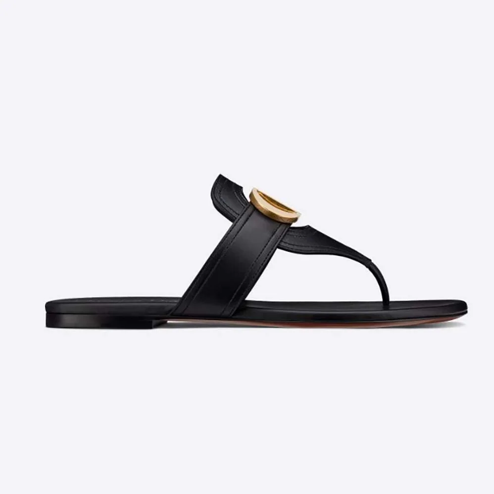 Dior 30 Montaigne Flat Thong Black Calfskin for Women Dior 30 Montaigne Flat Thong Black Calfskin for Women
