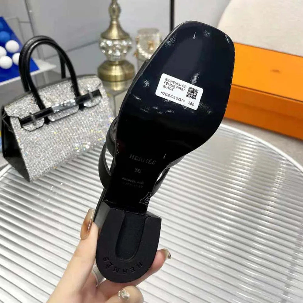 Hermes Gaby 60 Sandal in 6 cm High Heel for Women in Black