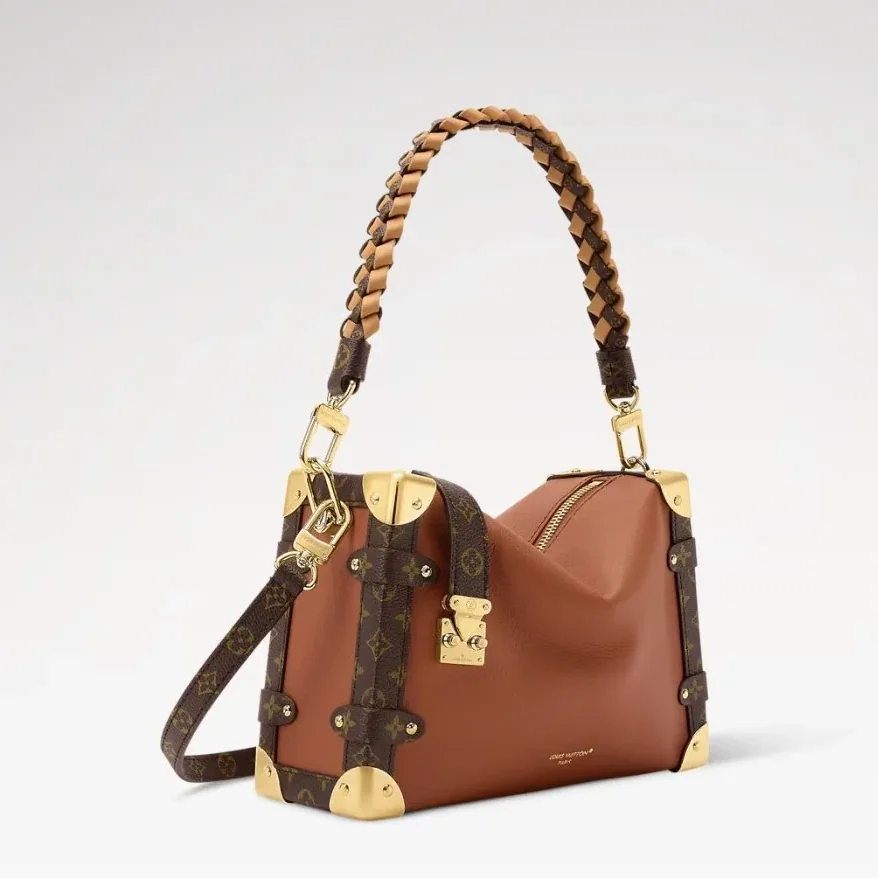 Louis Vuitton Side Trunk MM Shoulder Bag in Cognac Gold Hardware
