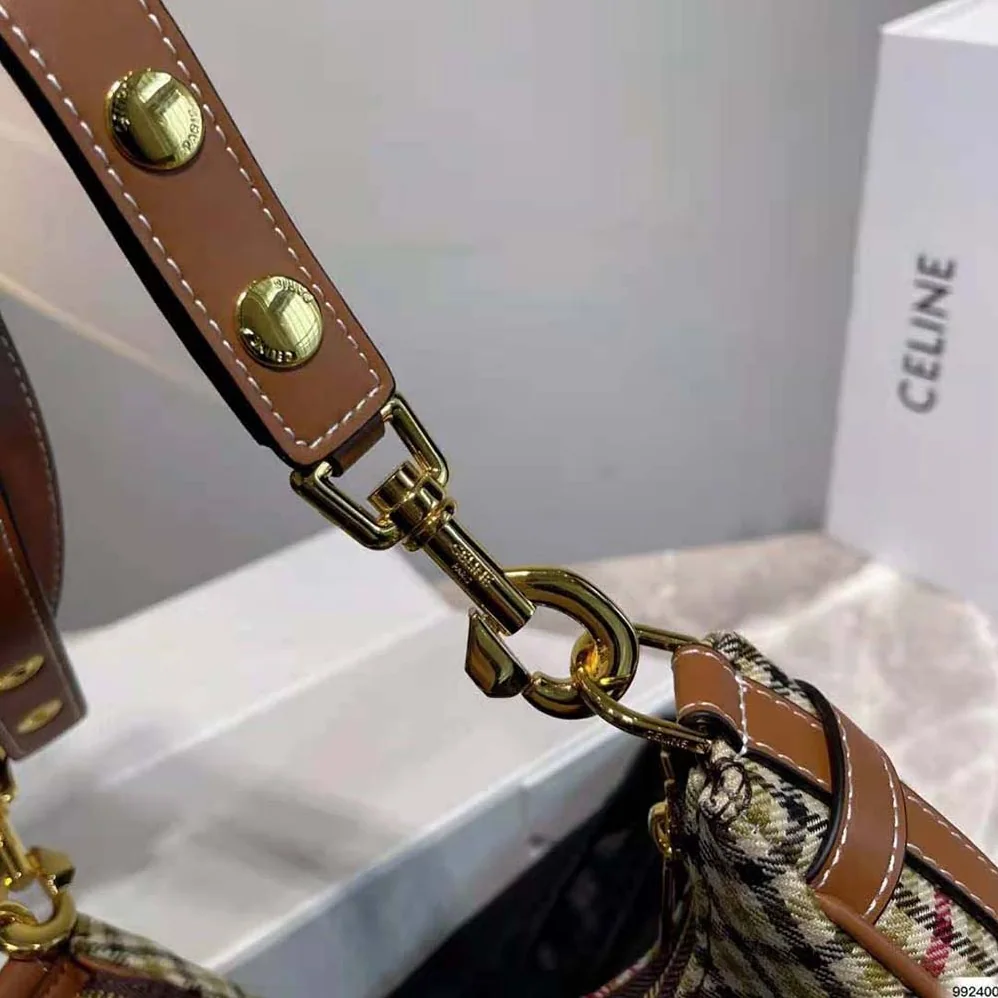 Celine Medium Strap Ava Bag in Textile and Calfskin for Women Celine Medium Strap Ava Bag in Textile and Calfskin for Women