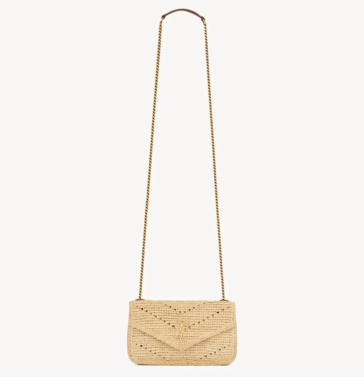 Saint Laurent Loulou Mini Shoulder Bag in Beige Raffia Gold Hardware Saint Laurent Loulou Mini Shoulder Bag in Beige Raffia Gold Hardware
