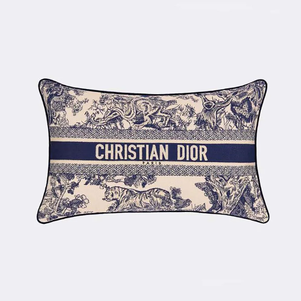 Dior Large Rectangular Pillow Blue Toile de Jouy for Women Dior Large Rectangular Pillow Blue Toile de Jouy for Women