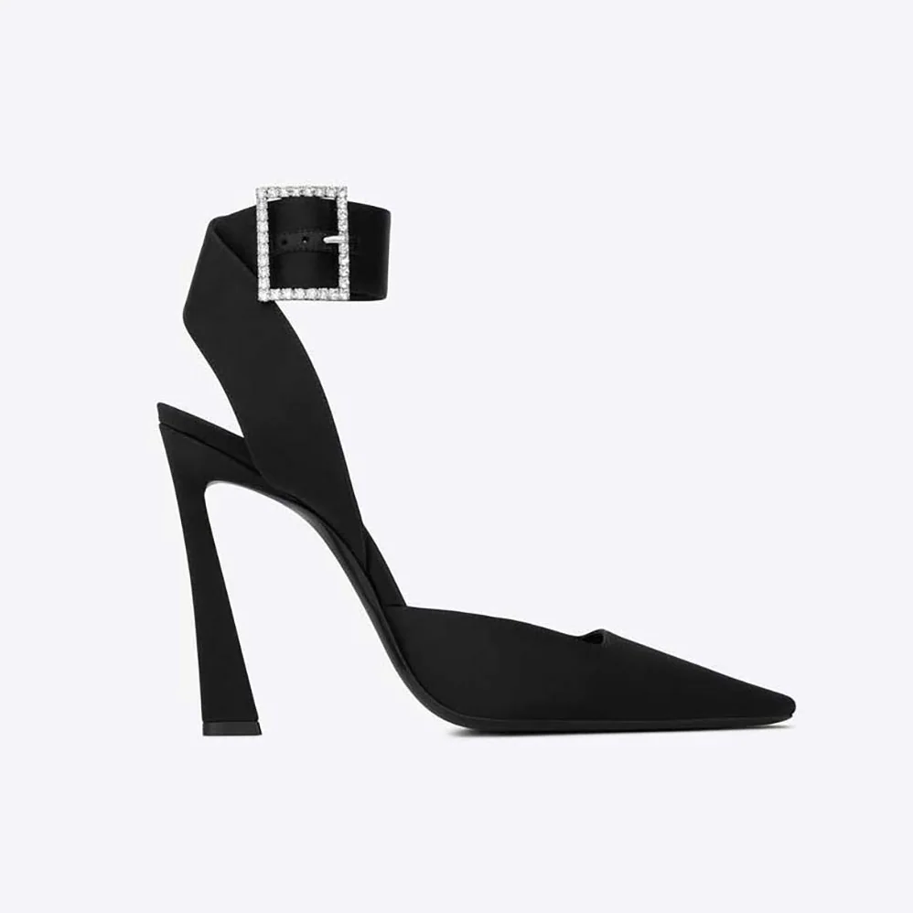 Saint Laurent YSL Fanny Slingback Pumps in Crepe Satin for Women Saint Laurent YSL Fanny Slingback Pumps in Crepe Satin for Women