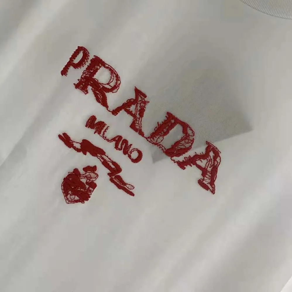 Prada Classic Cotton Crew-Neck T-shirt for Men in Red