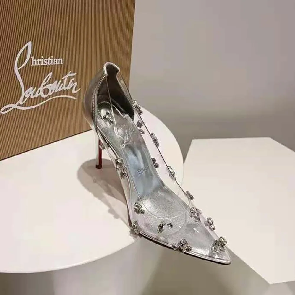 Christian Louboutin Degraqueen Pump with PVC and Iridescent Nappa Leather for Women in Silver