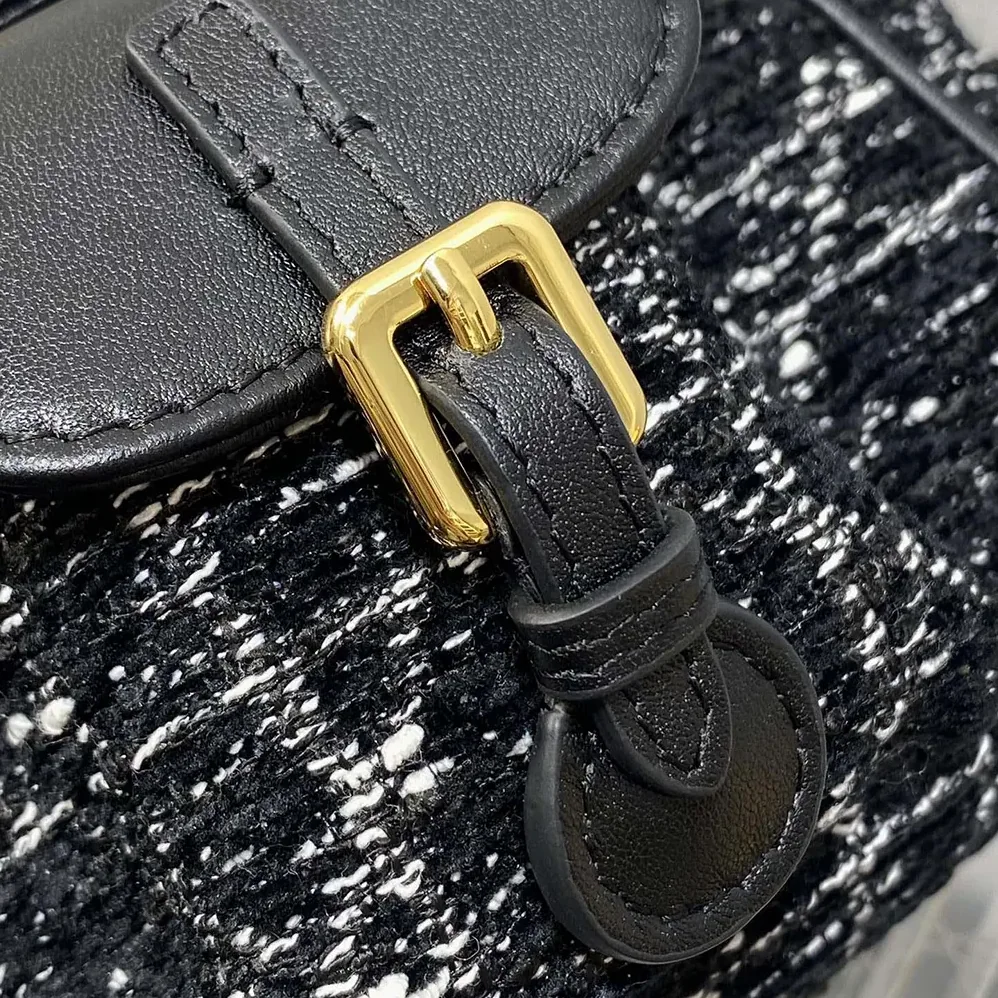 Dior Small Dior Caro Backpack Black Tweed with White Cannage Motif for Women Dior Small Dior Caro Backpack Black Tweed with White Cannage Motif for Women